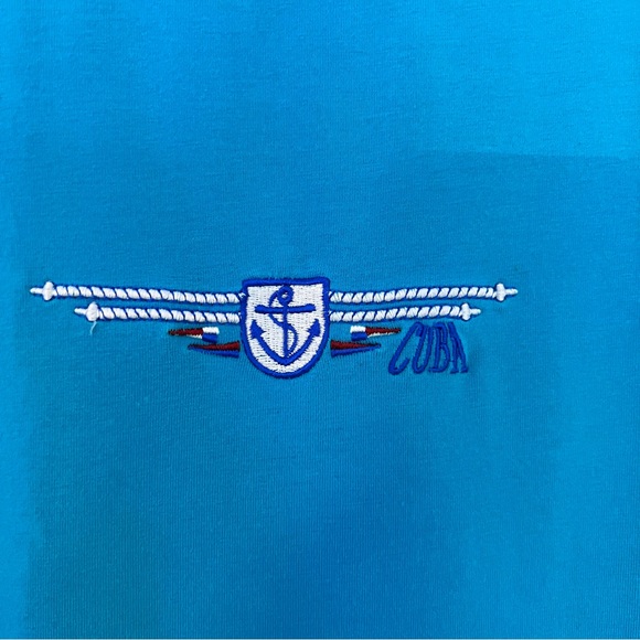 (M) Tank top blue Anchor Cuba Embroidered Marine Style - Picture 3 of 5